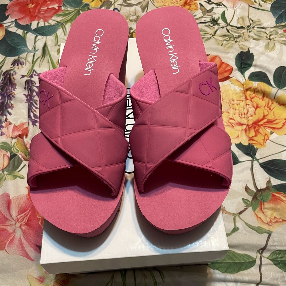 Calvin Klein Pink Rhena Wedge Sandals